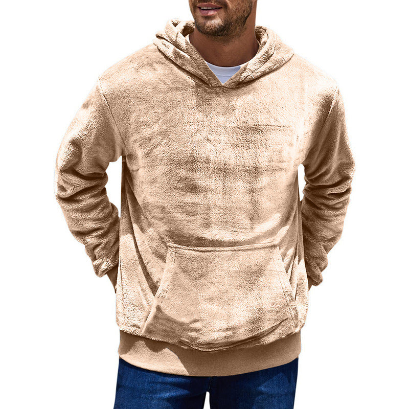 Herren kuscheliger Hoodie mit praktischen Kängurutaschen und hohem Kragen R&B