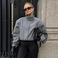 Damen Modische Oversized Jacke mit hohem Kragen und innovativem Design R&B