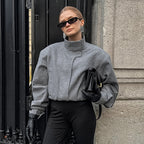 Damen Modische Oversized Jacke mit hohem Kragen und innovativem Design R&B