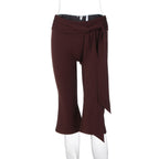 Damen Sportliche Capri-Hose mit elegantem Wickelband R&B