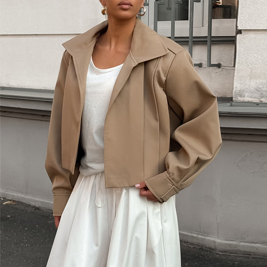 Damen cropped Jacke mit überschnittenen Schultern R&B
