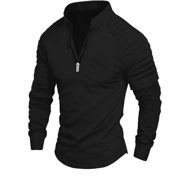 Herren Trainingsshirt mit hohem Kragen und dezentem Reißverschluss R&B