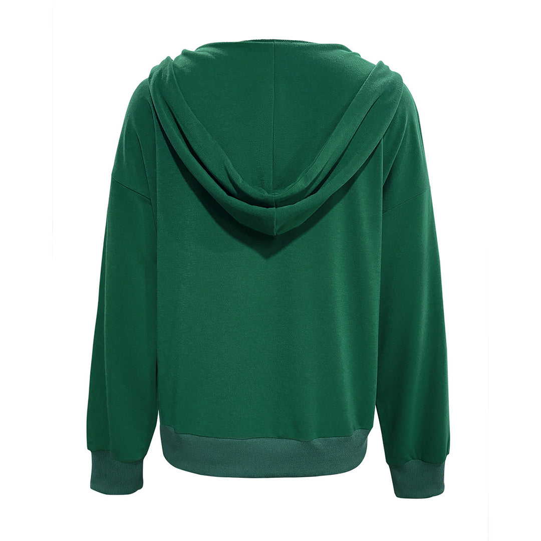 Damen Kapuzensweater mit Knopfleiste und tiefem Ausschnitt R&B