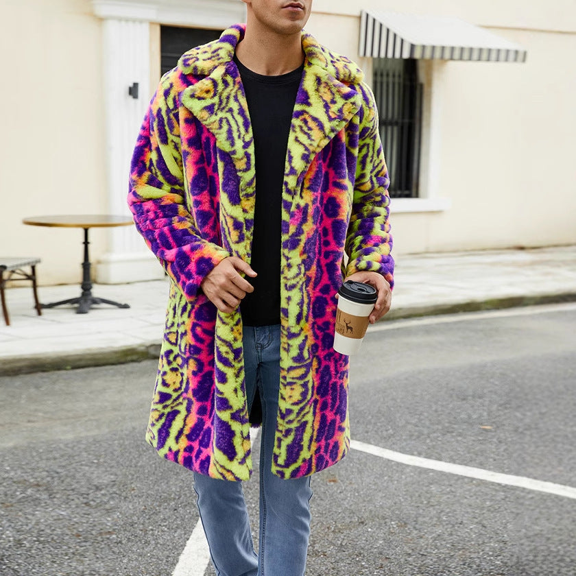 Herren Plüschmantel mit auffälligem Tierdesign R&B