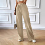 Damen Fließende Palazzo-Hose mit elastischem Bund und Kordelzug R&B
