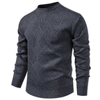 Herren Feiner Strickpullover mit strukturiertem Zopfmuster und Rundhalsausschnitt R&B