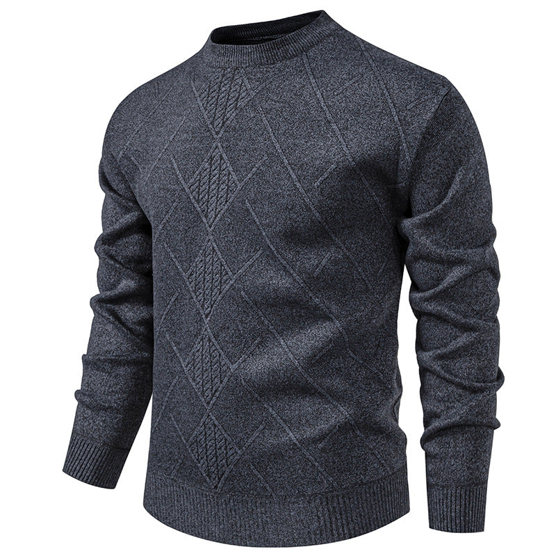 Herren Feiner Strickpullover mit strukturiertem Zopfmuster und Rundhalsausschnitt R&B