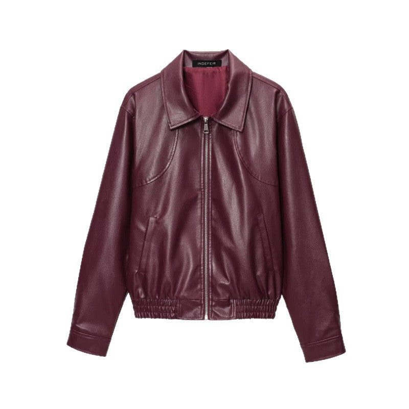 Damen Kunstlederjacke mit elastischem Bund und sportlichem Schnitt R&B