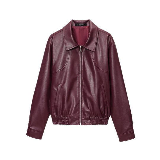 Damen Kunstlederjacke mit elastischem Bund und sportlichem Schnitt R&B