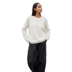 Damen weicher Strickpullover mit elegantem Rundhalsausschnitt und lässigem Schnitt R&B
