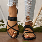 Damen Bequeme Riemchen-Sandalen mit geflochtenem Design R&B