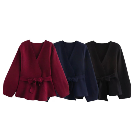 Damen Wickeljacke mit eleganter Taillierung und Bogenmotiv R&B