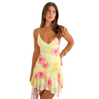 Damen Sommerliches Minikleid mit zartem Blumenmuster und volantiertem Saum R&B