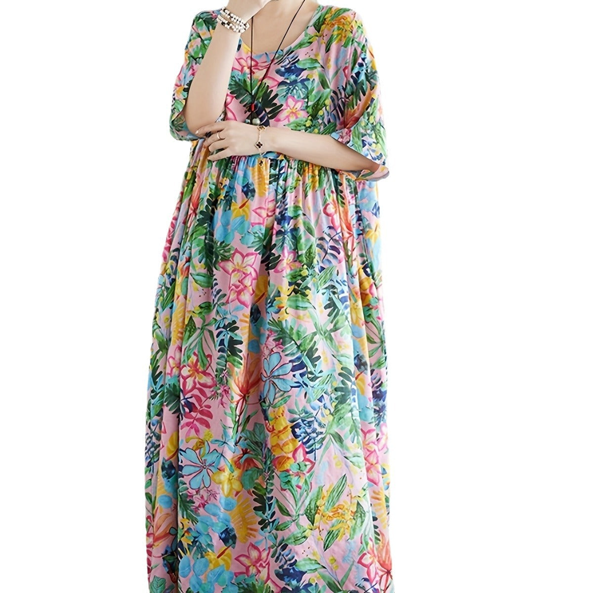 Damen Maxi-Kleid mit floralem Design und lässigem Schnitt R&B