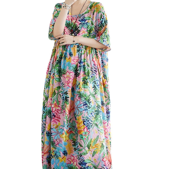 Damen Maxi-Kleid mit floralem Design und lässigem Schnitt R&B