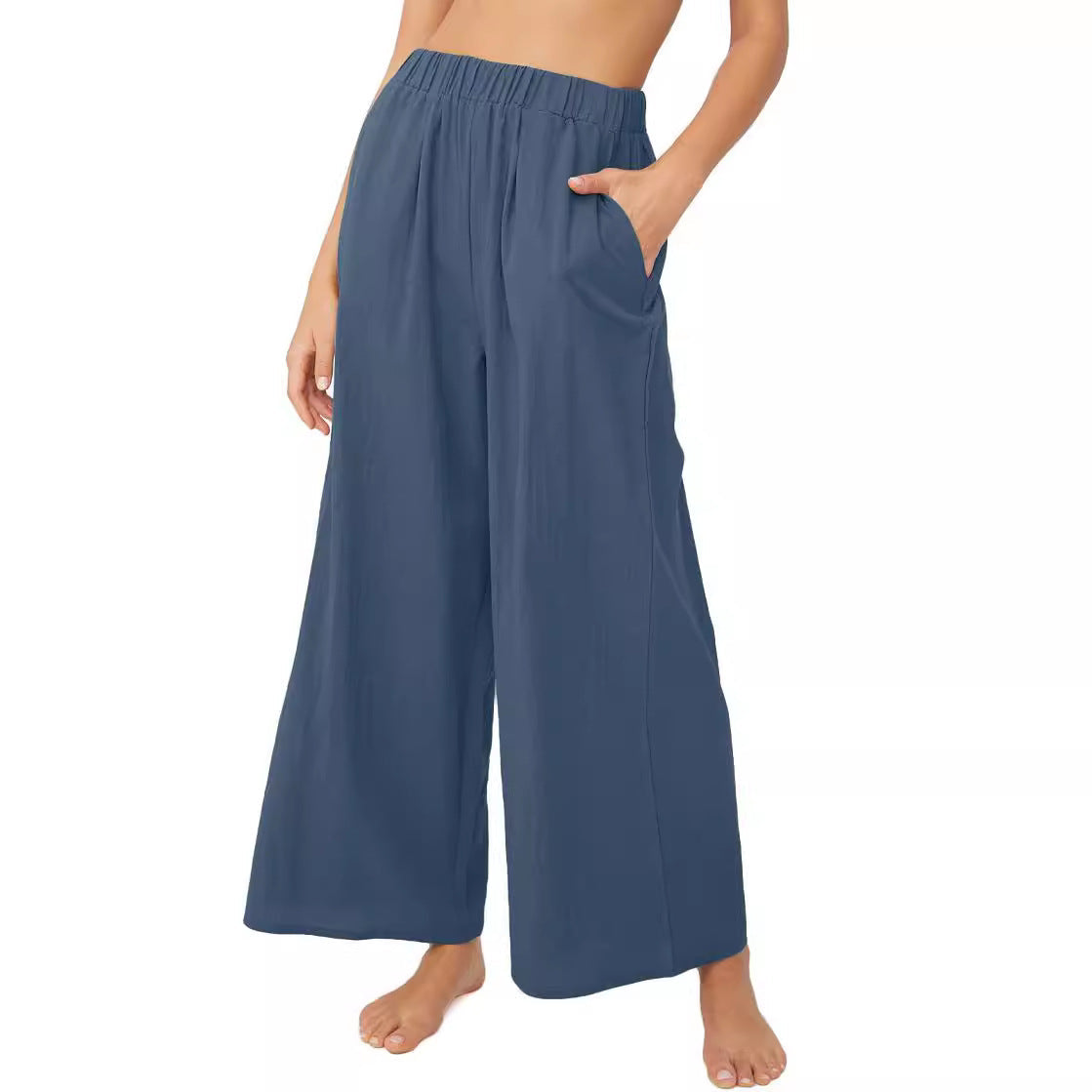 Damen Weite Palazzo-Hose mit elastischem Bund und seitlichen Taschen R&B