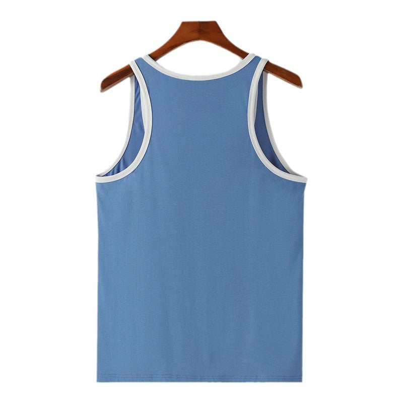 Herren Atmungsaktives Fitness-Tanktop mit breiten Trägern und flachem Saum R&B