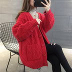 Damen Wabenstrick Oversized Cardigan mit Taschen und Knopfdetail R&B