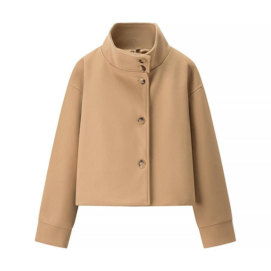 Damen elegante Kurzjacke mit Stehkragen und modischen Knopfdetails R&B