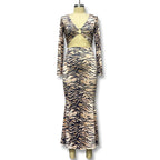 Damen Set aus Spitzentop und Rock mit Tigerprint R&B