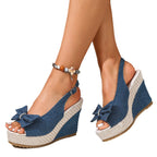 Damen Wedge-Sandalen mit modischer Schleifenapplikation und rutschfester Sohle R&B