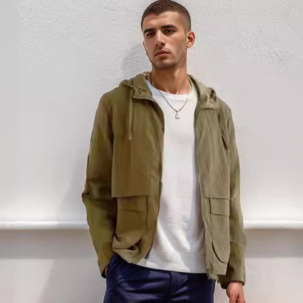 Herren leichte Jacke im lässigen Stil mit großzügigen Taschen R&B