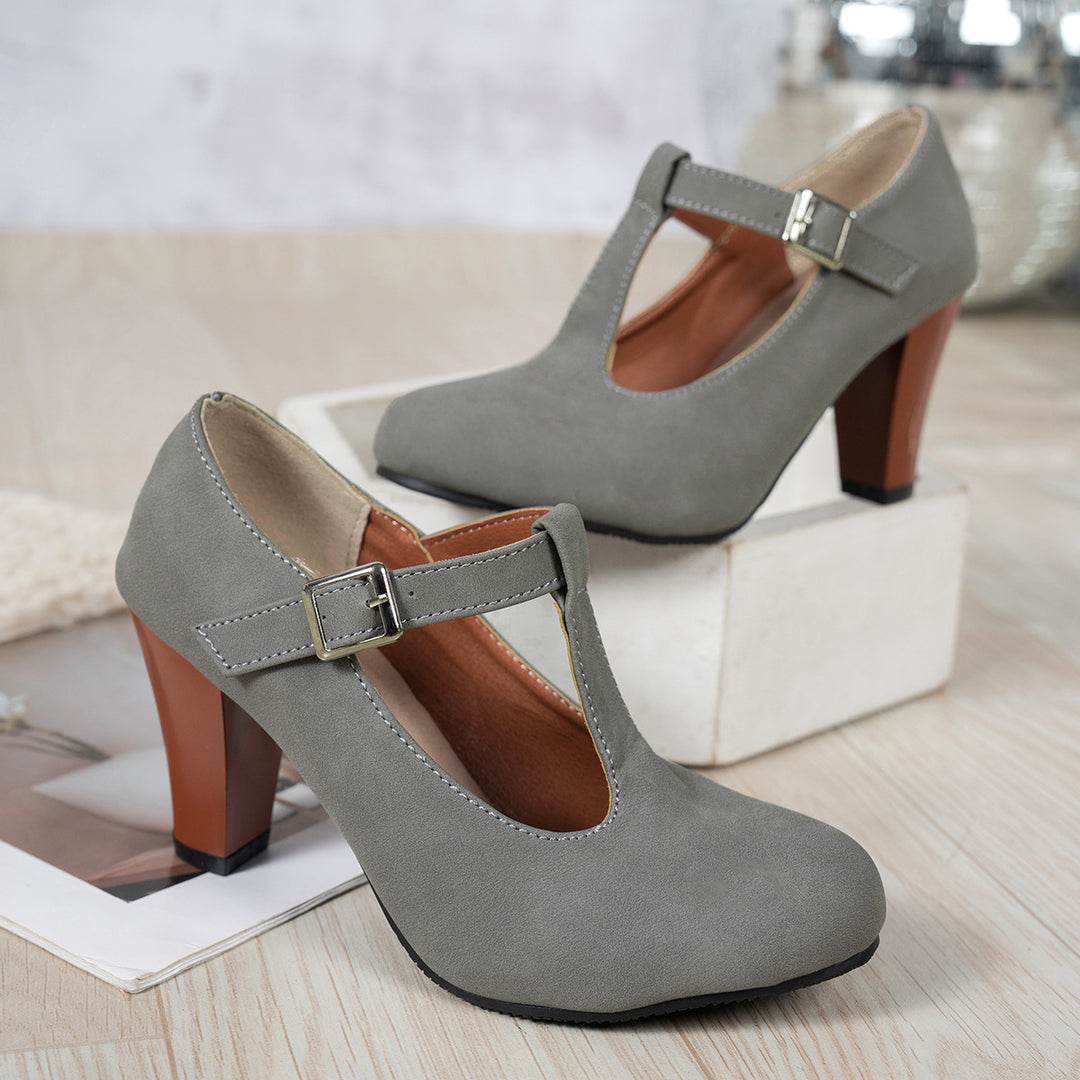 Damen elegante T-Strap Absatzschuhe R&B