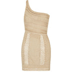 Damen gehäkeltes Minikleid mit asymmetrischem Design R&B