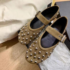 Damen Ballerinas mit dekorativen Nieten und elegantem Schnallenverschluss R&B