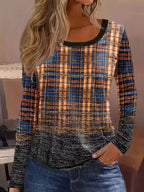 Damen Lässiges Karo Langarmshirt mit modernem Schnitt und praktischen Taschen R&B