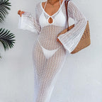 Damen Häkel-Strandkleid mit elegantem Schlitz R&B