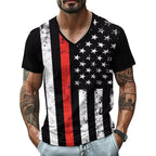 Herren V-Ausschnitt T-Shirt mit einzigartigem Flaggenmotiv