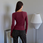 Damen Langarm-Camisole mit dekorativem Schnürdetail und schmeichelndem Schnitt EB