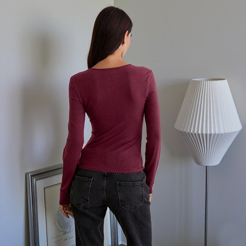 Damen Langarm-Camisole mit dekorativem Schnürdetail und schmeichelndem Schnitt EB