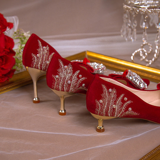 Damen Glamouröse Pumps mit funkelndem Schmuckdetail und eleganter Schleife R&B