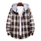 Herren Karohemdjacke mit Kapuze und großzügigen Taschen