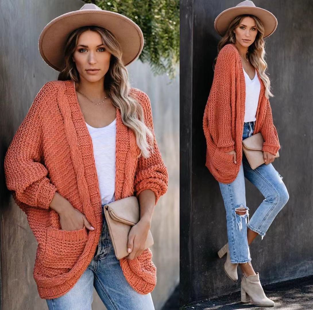 Damen Grobstrickjacke mit lässigem Schnitt und tiefen Taschen