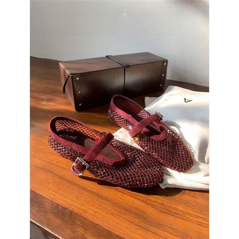 Damen modische Netz-Mary-Jane-Schuhe mit eleganter Schnalle R&B