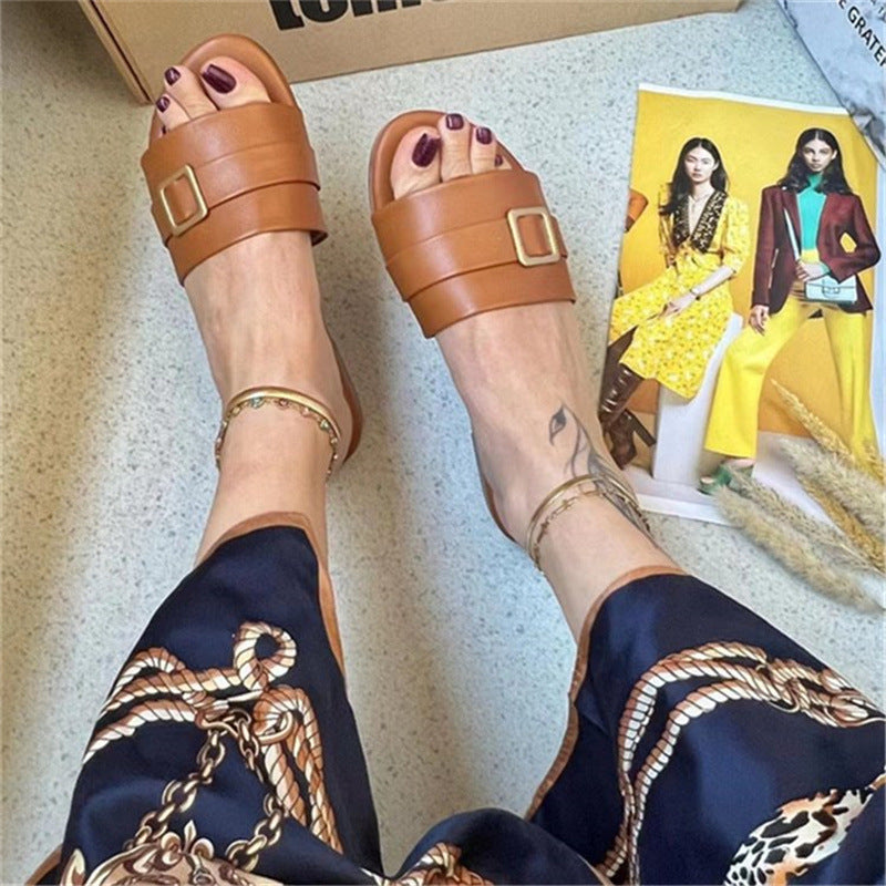 Damen modische Riemchen-Sandalen mit elegantem Schnallen-Detail R&B