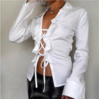 Damen Bluse mit voluminösem Rüschendesign und taillierbarem Schnitt R&B
