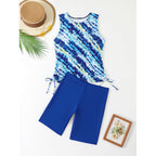 Damen Tankini-Set mit modischem Raffung und sportlicher Shorts R&B