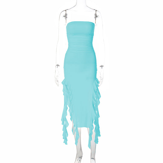 Damen Wickelkleid mit Rüschen und figurformendem Schnitt R&B