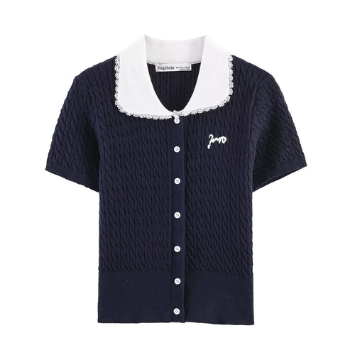 Damen Strickbluse mit eleganter Kragenverzierung R&B