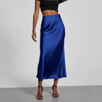 Damen Stilvolle Satin-Stretchrock mit hohem Bund und fließendem Schnitt R&B