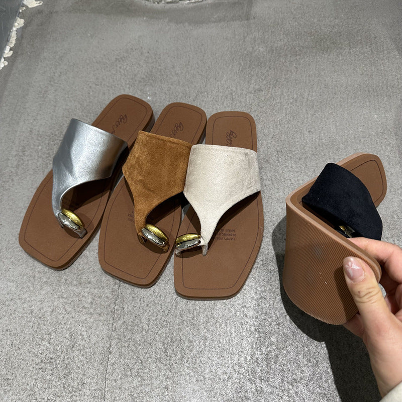 Damen Zehentrenner-Sandalen mit modischem Riemendesign und edlem Akzent R&B