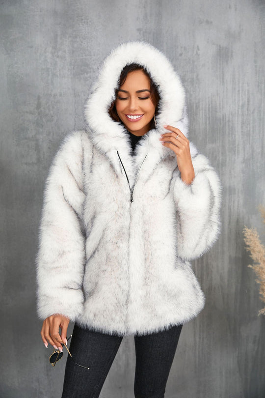 Damen kuschelige Kapuzenjacke R&B