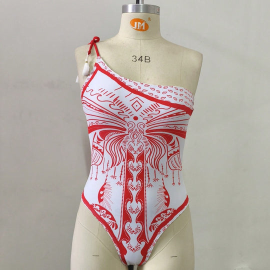 Damen Einseitiger Badeanzug mit verspieltem Design R&B