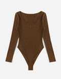 Damen Langarm-Bodysuit aus strukturierter Baumwolle R&B