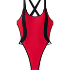 Damen Sportlicher Einteiler mit hohem Beinausschnitt und stylishem Kontrast R&B