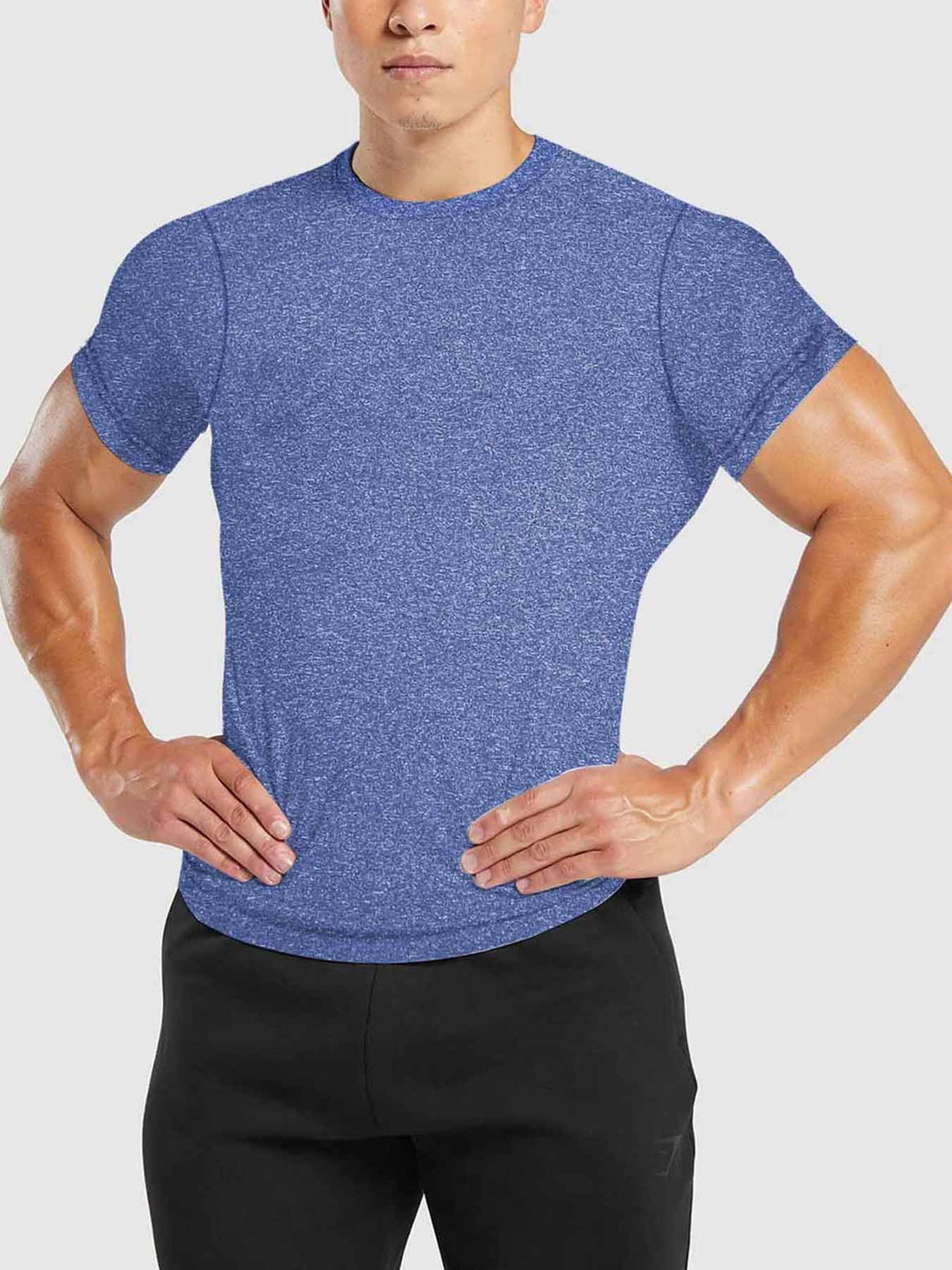 Herren nan tailliertes Rundhals-Leistungsshirt mit elastischem Seitenkeil und flachen Nähten R&B
